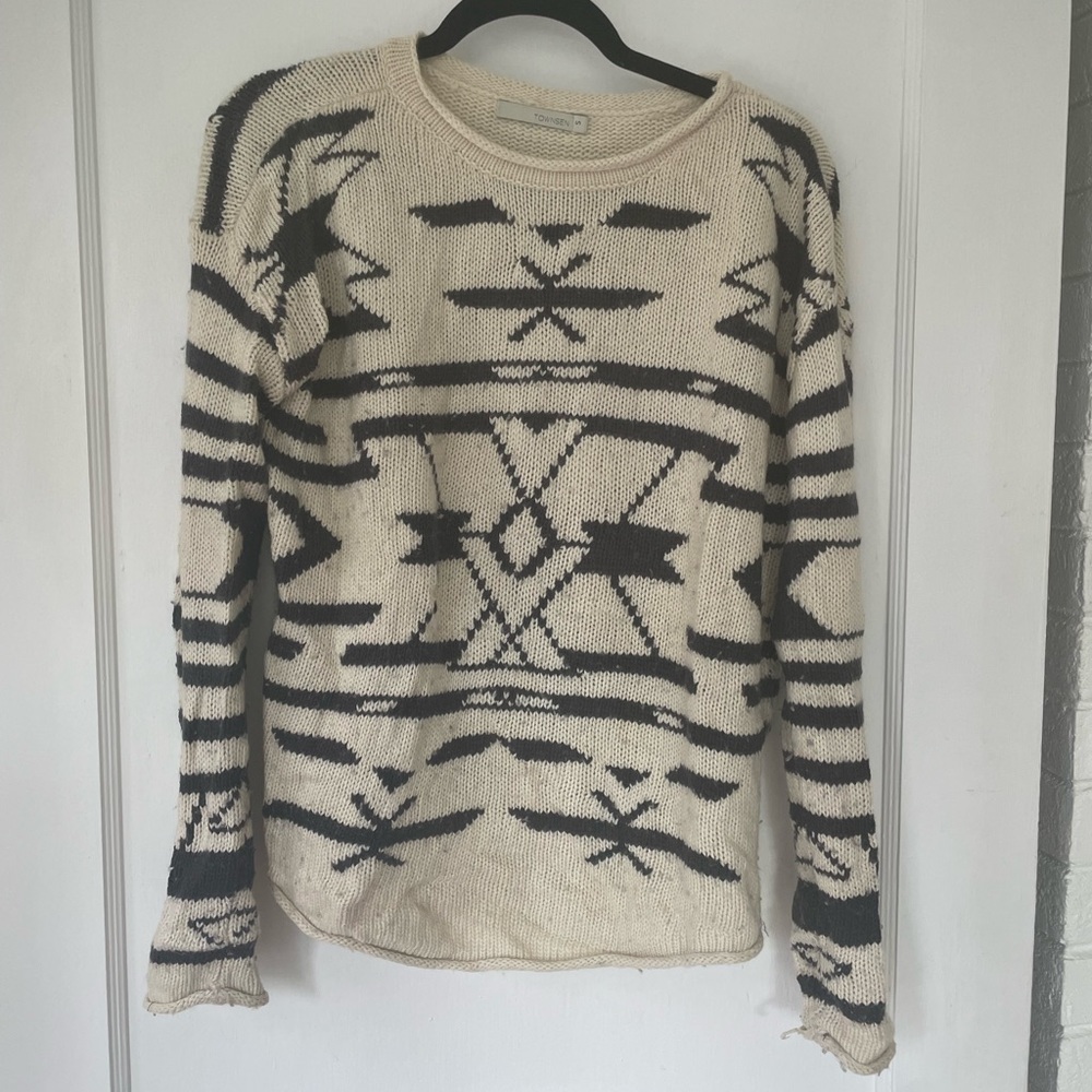 Townsen Geometric Cream and Grey Sweater